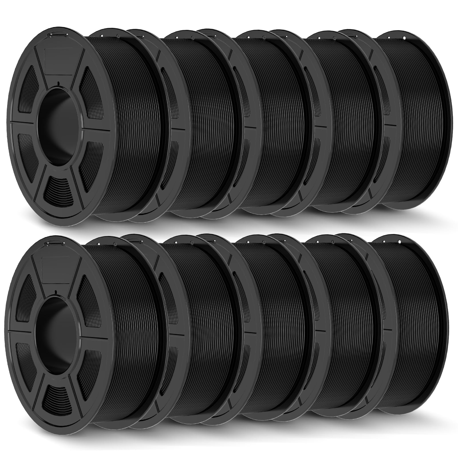 JAYO PLA+ Filament 1.75mm Bundle,3D Printer Filament Bulk PLA Plus Dimensional Accuracy +/- 0.02 mm, 1.1 Kg Per Spool, Black of 10
