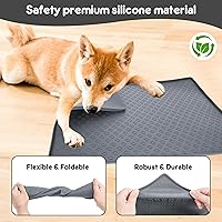 Vista 27 de Tapete de comida para perros y gatos para el piso, tapete para alimentación de perros y agua, bordes elevados para alimentos y gatos, tapete