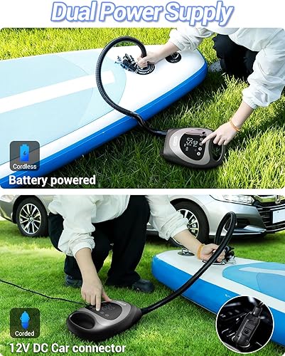 Miniatura 4 de Paddle Board Pump, Rechargeable Battery for 6 SUPs Inflation & Deflation, 20PSI High Pressure Portable Electric SUP Air Pump with LED Light