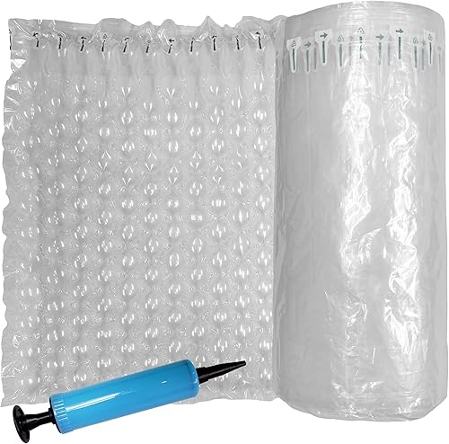 Envoltura de amortiguación de burbujas grande inflable de 16 pulgadas x 72 pies para embalaje y envío. Almohadas de aire para envío. Alternativa al