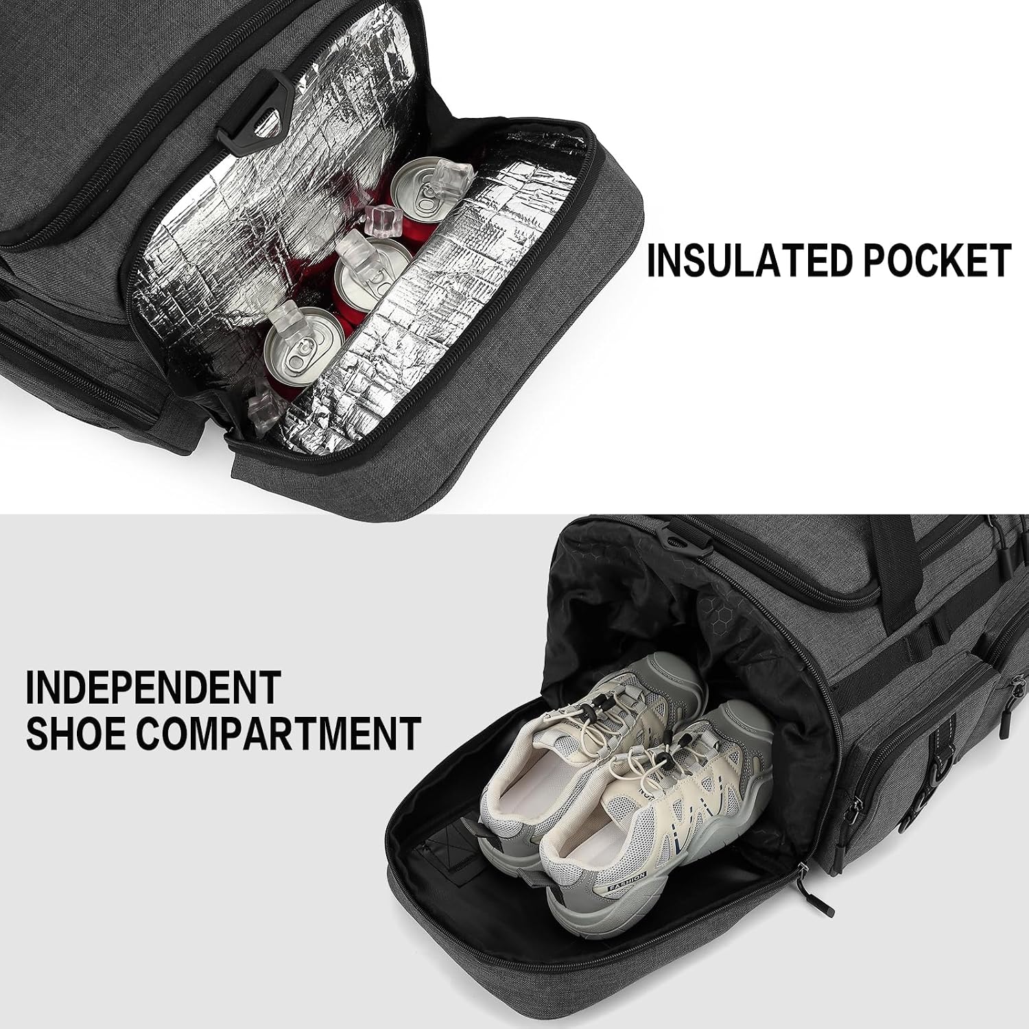 3 in 1 Travel Duffle Bag Backpack for Men Women 50L Gym Bag & Sports Duffel Bag with Shoe Compartment & Wet Pocket Weekender Overnight Bag for Traveling Fitness Workout Camping, Grey