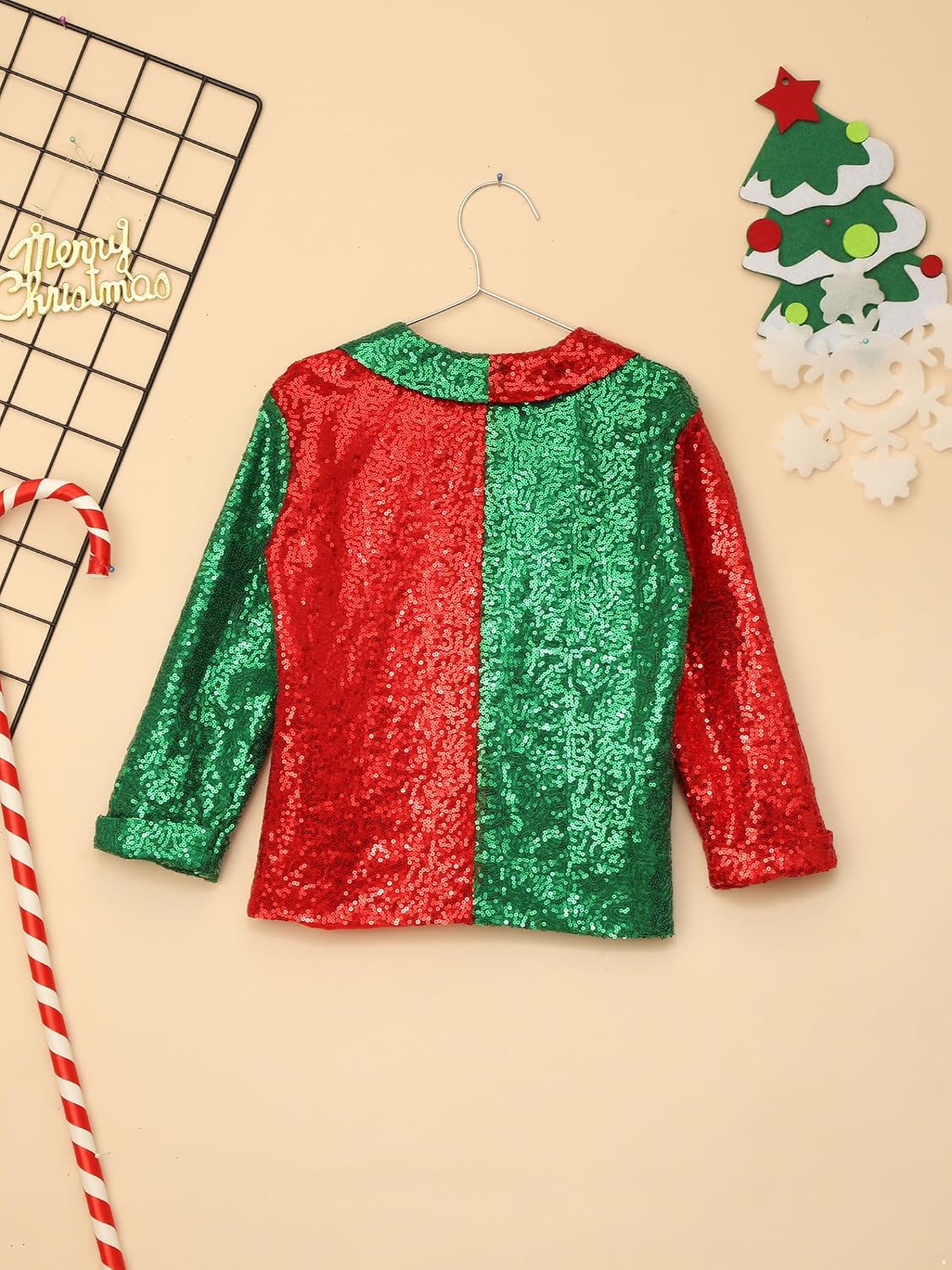 Boys Girls Shiny Sequins Christmas Lapel Jacket Blazer Holiday Festival Prom Xmas Tuxedo Coat