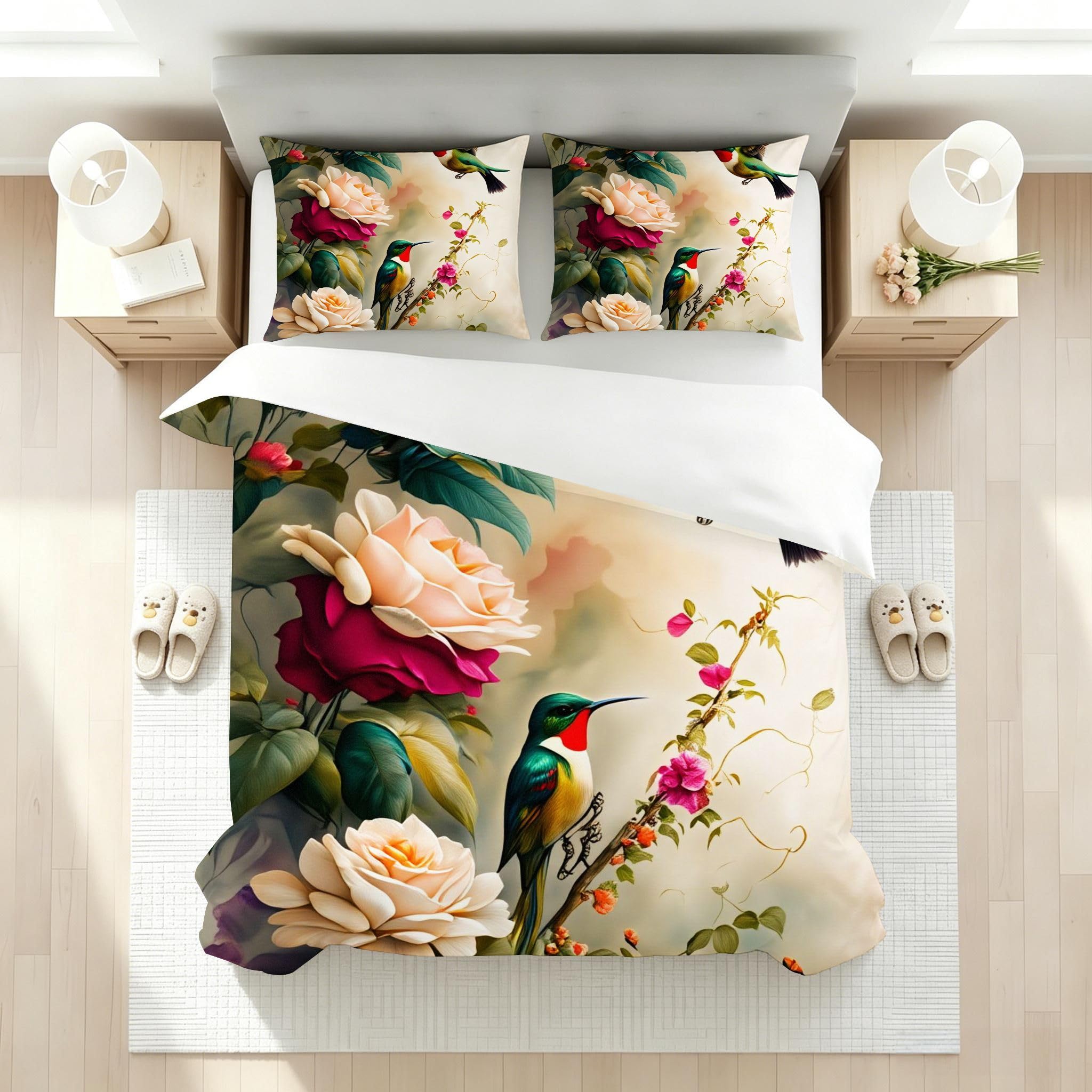 Copripiumino Matrimoniale Peonia Bianca 260x240, ZE3294