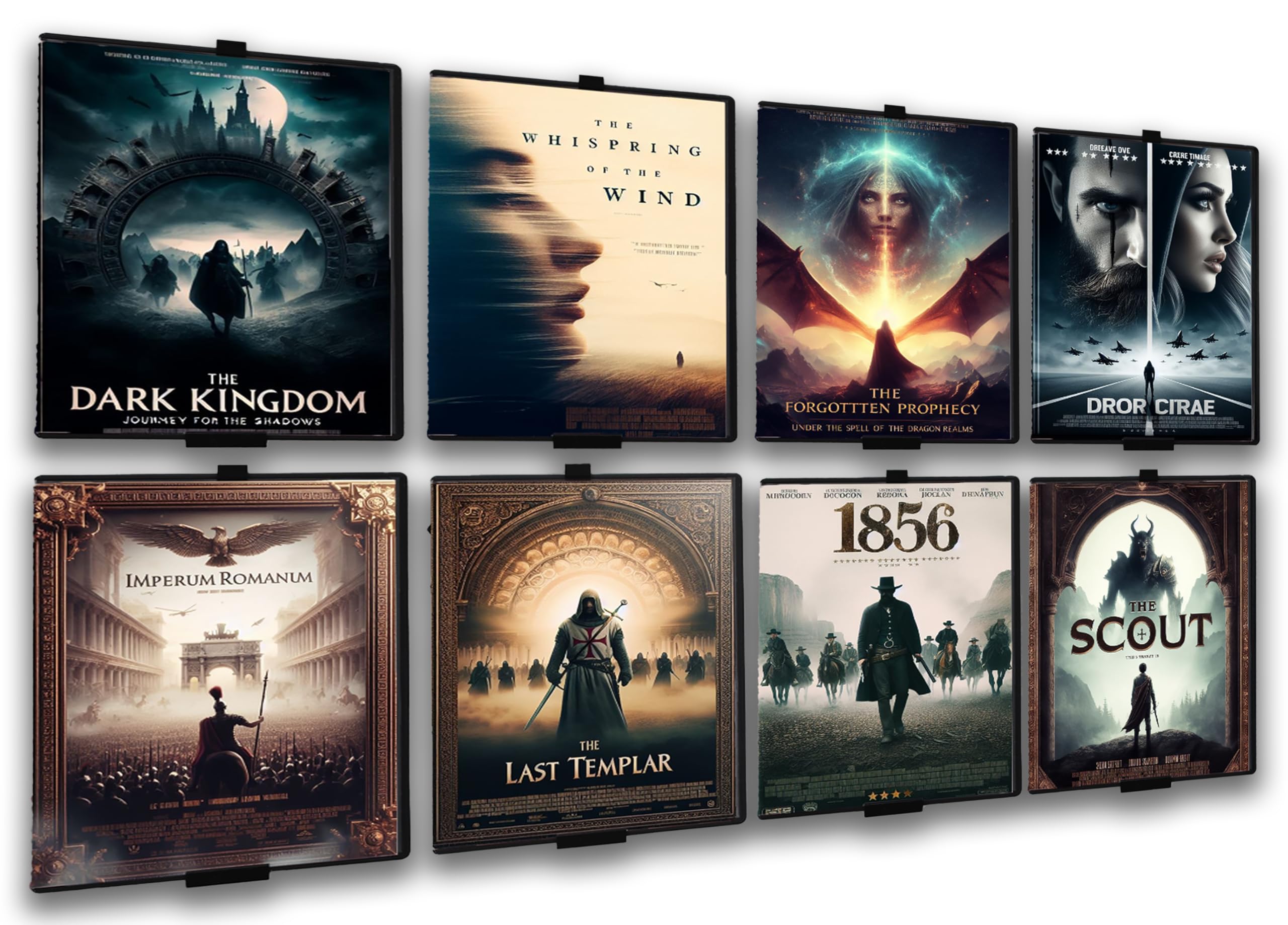 Supporto da parete per DVD, autoadesivo, non forare, minimalist, set da 8