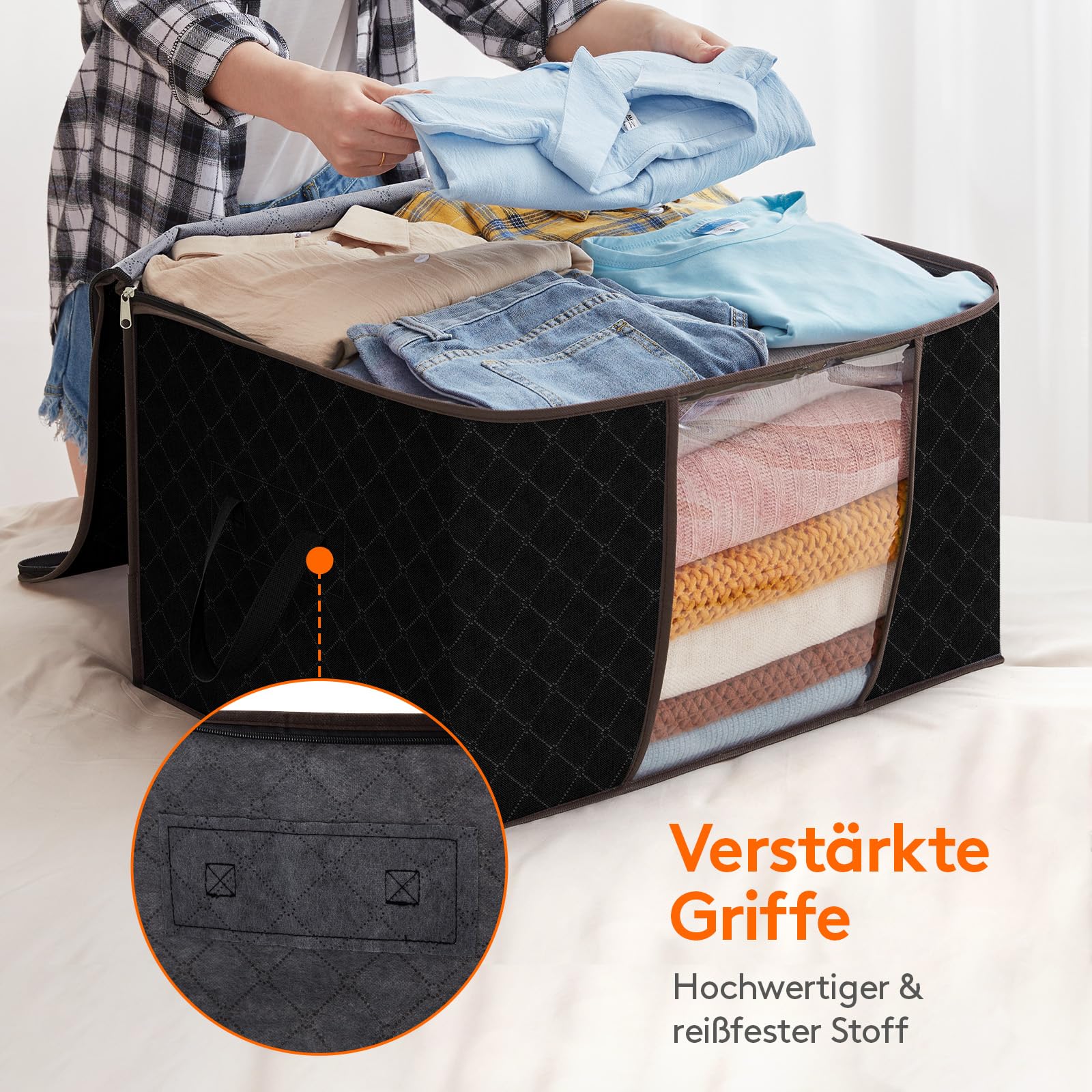 2 Stück Aufbewahrungstasche 140L+180L Aufbewahrungsbox Mit Deckel Groß