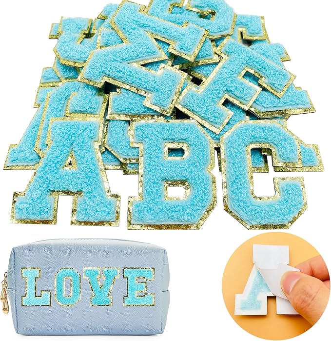 Jongdari Chenille Letter Patches Self Adhesive Letters,Iron on Letters for Clothing