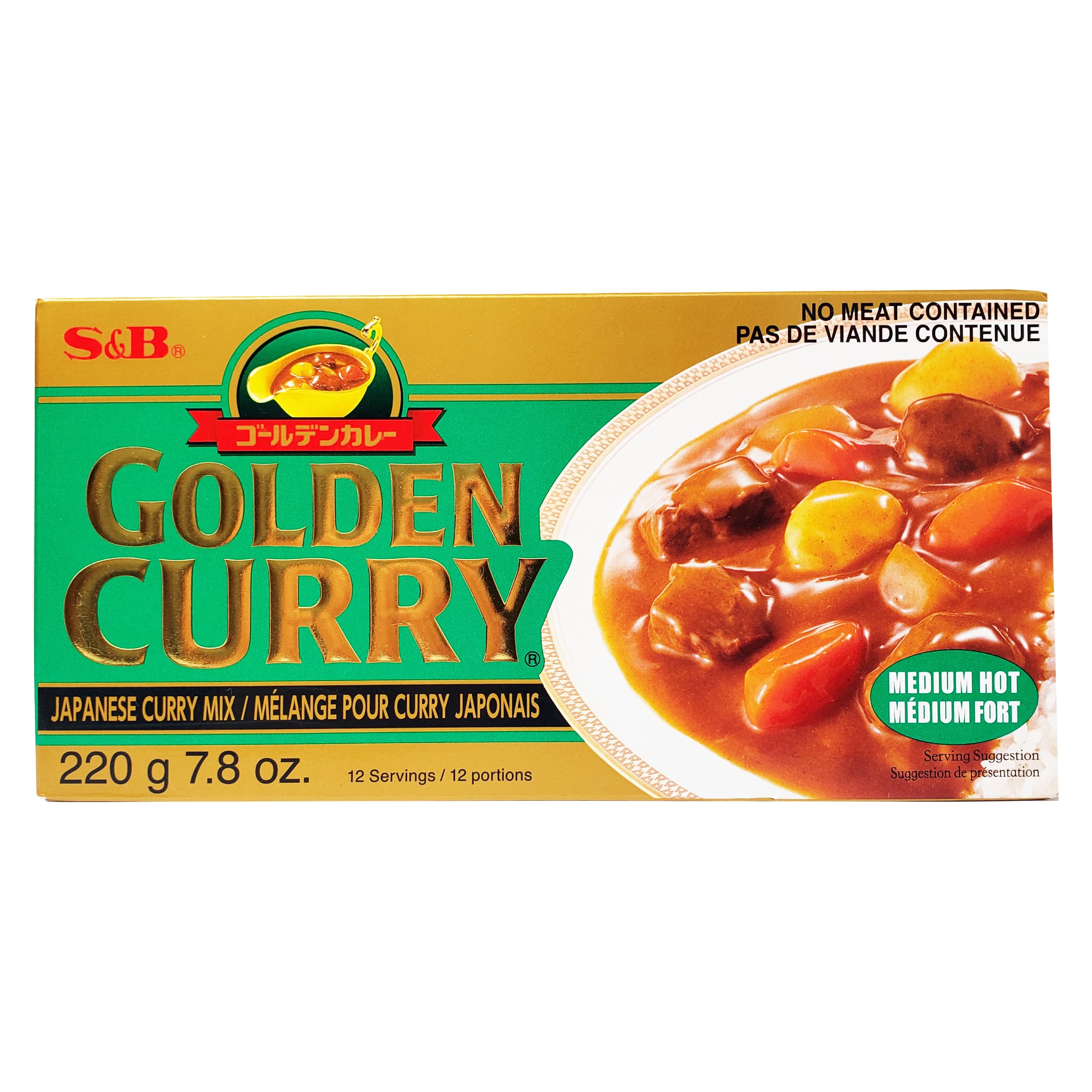 S&B Golden Curry Mix Medium Hot 220g, 12 Servings Per Pack (10