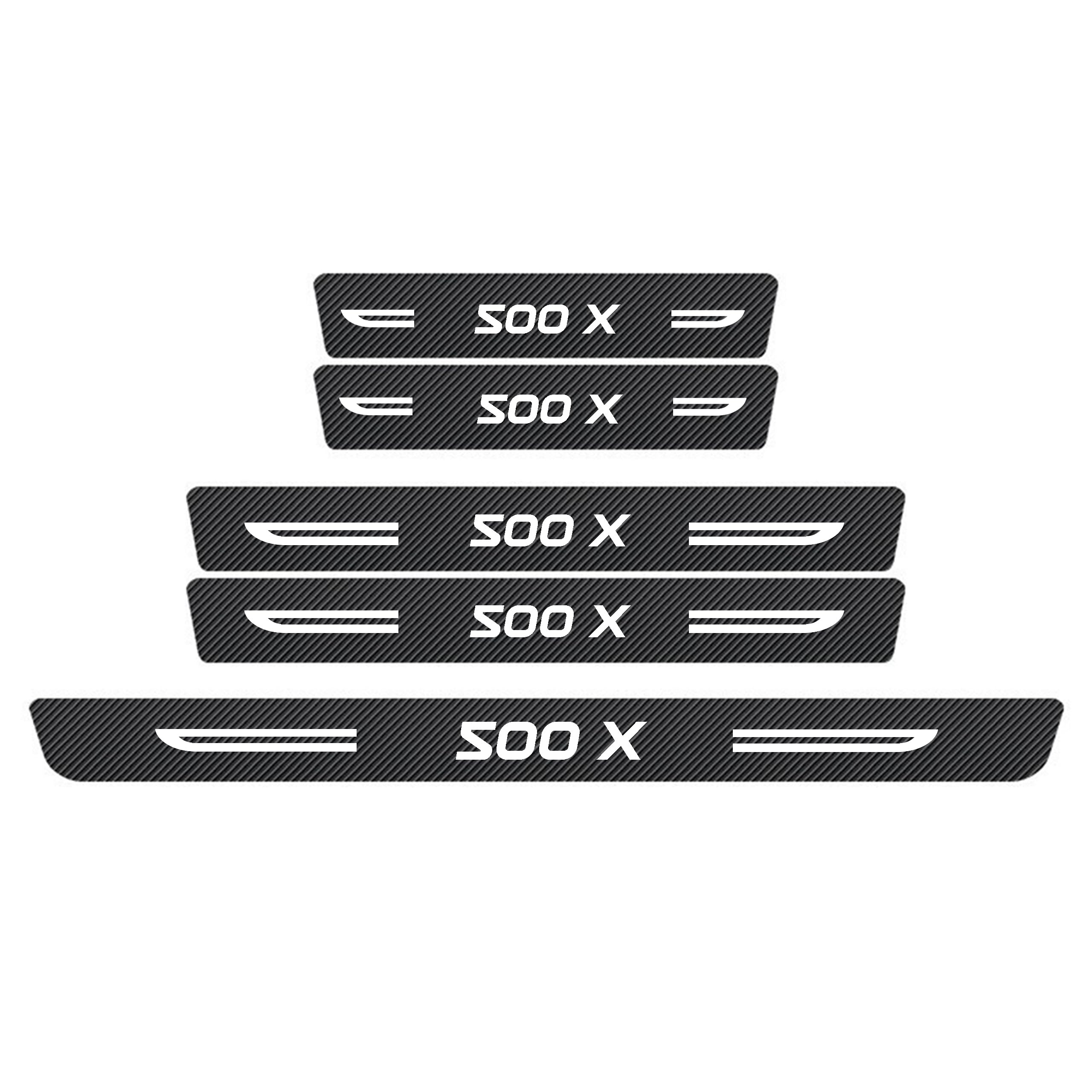 WXH97F Car Door Sill Protector Scuff Plates for Fiat 500X, Carbon Fibre Effect Door Step Guard, Rear Boot Bumper Strip, Self-Adhesive Anti-Scratch Protection Sticker