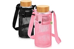 M&C Music Color Water Bottle Lid Holder with Adjustable Strap & Pocket
