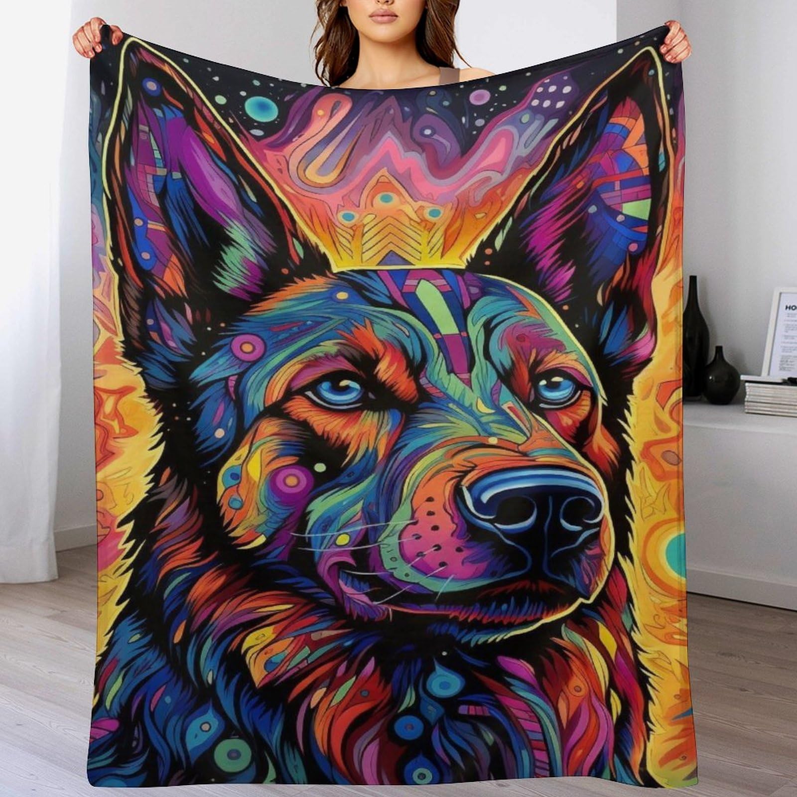Couverture chaude en molleton de flanelle motif chien pour enfant