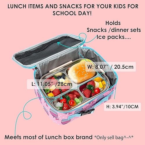 Miniatura 2 de Bolsas de almuerzo aisladas para niñas, bolsas de almacenamiento de alimentos sin BPA, bolsa de almacenamiento de alimentos para la escuela, picnic,
