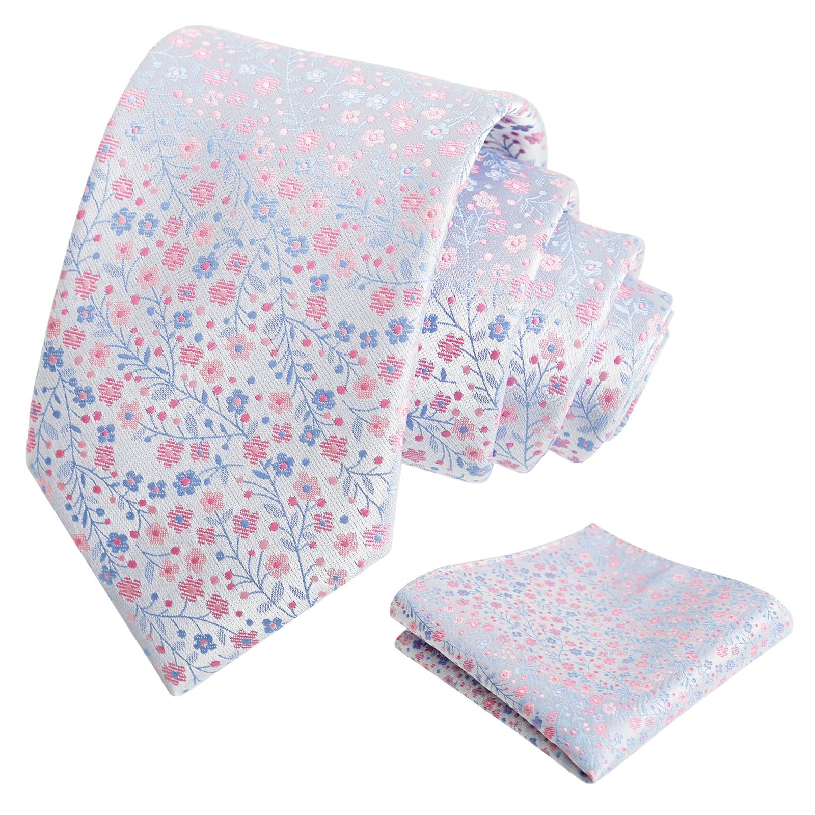 Alizeal Mens 3.15'' Floral Tie with Pocket Square