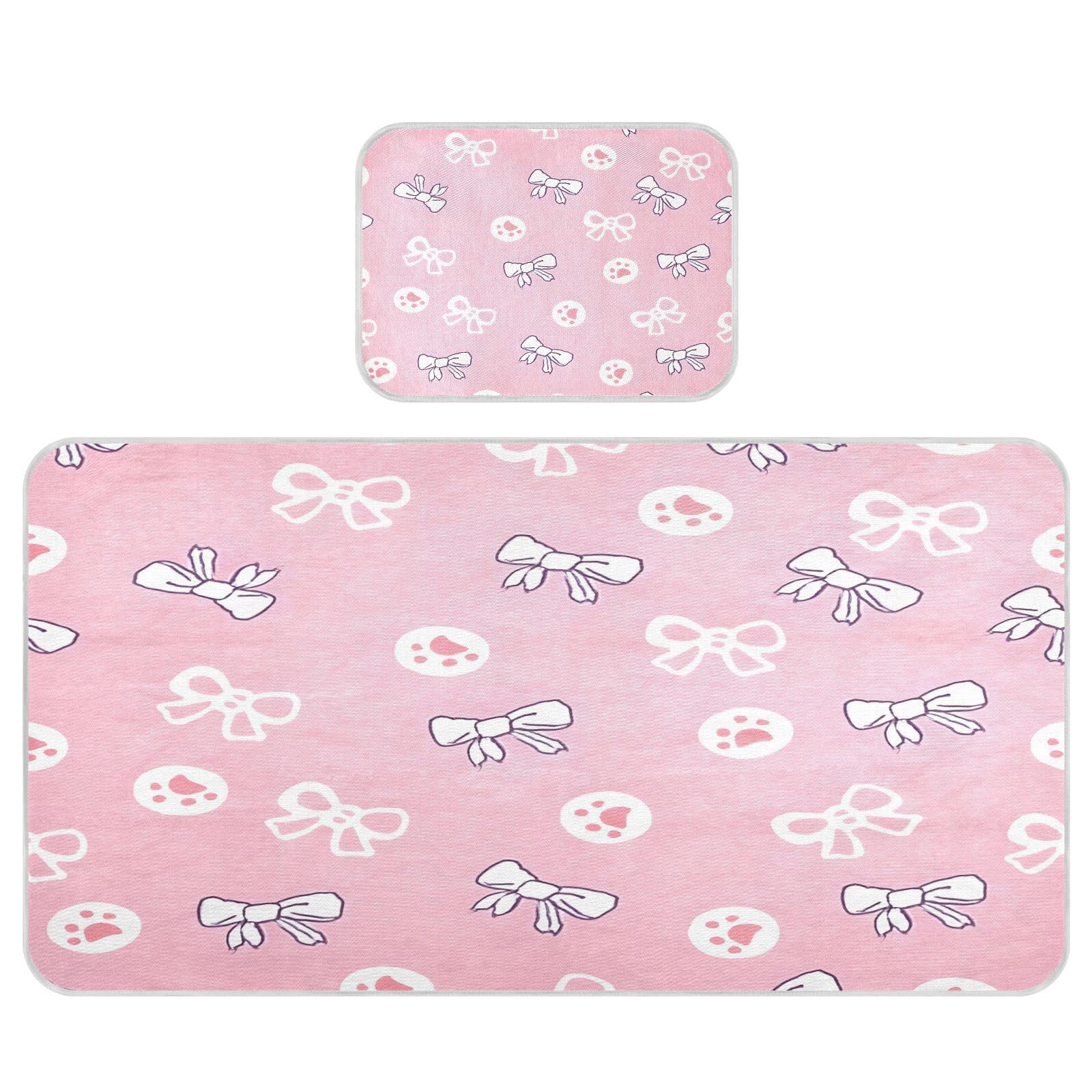 Bolaz Summer Sleeping Bed Pad, Butterfly Knot Footprint Pattern Cooling Mattress Set Breathable Bed Mat Ice Silk Mat + Pillow Cover for Toddler Boys Girls