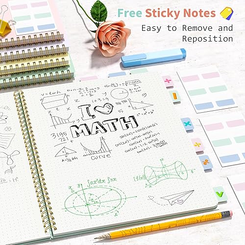 Miniatura 5 de Umriox Paquete de 4 cuadernos en espiral punteado, cuaderno de cuadrícula de puntos de 8.5 x 11 pulgadas, cuaderno encuadernado en espiral de 160