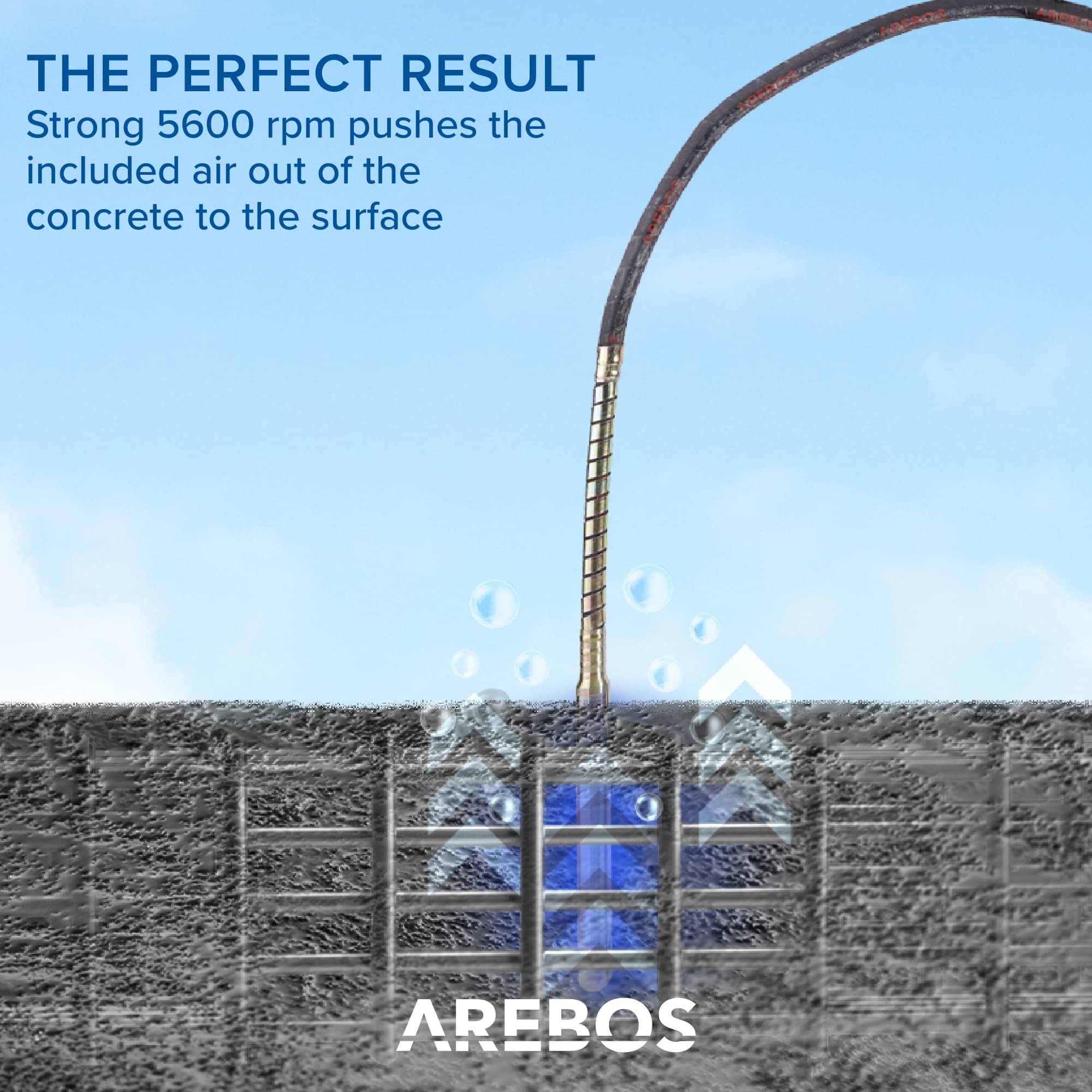 Arebos - Attrezzo per cemento | elettrico | Vibratore elettrico per calcestruzzo | flessibile (800 W 2 M Lunghezza del cavo)