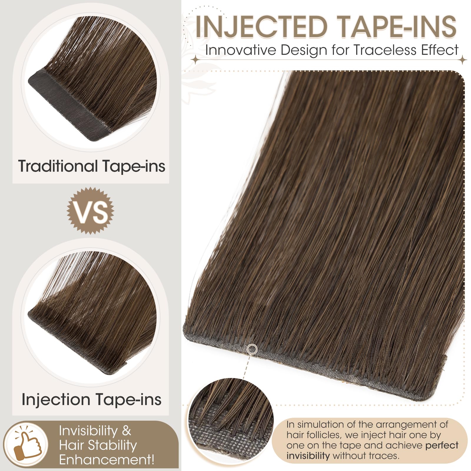 Elailite Injected Tape in Hair Extensions Human Hair - Image 2