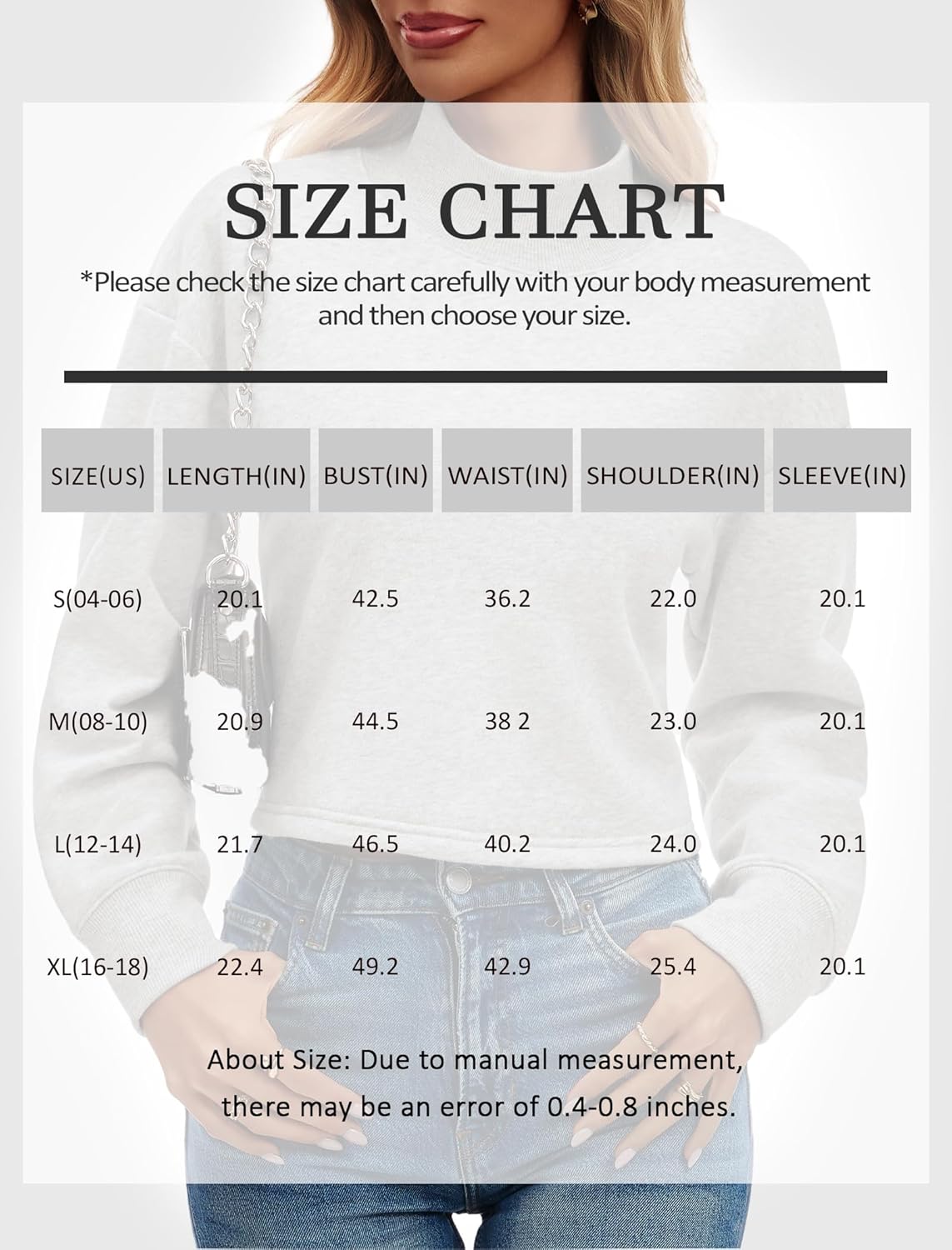 Womens Mock Neck Sweatshirts Fleece Cropped Oversized Sweatshirt Pullover Casual Long Sleeve Hoodies Tops - Image 6