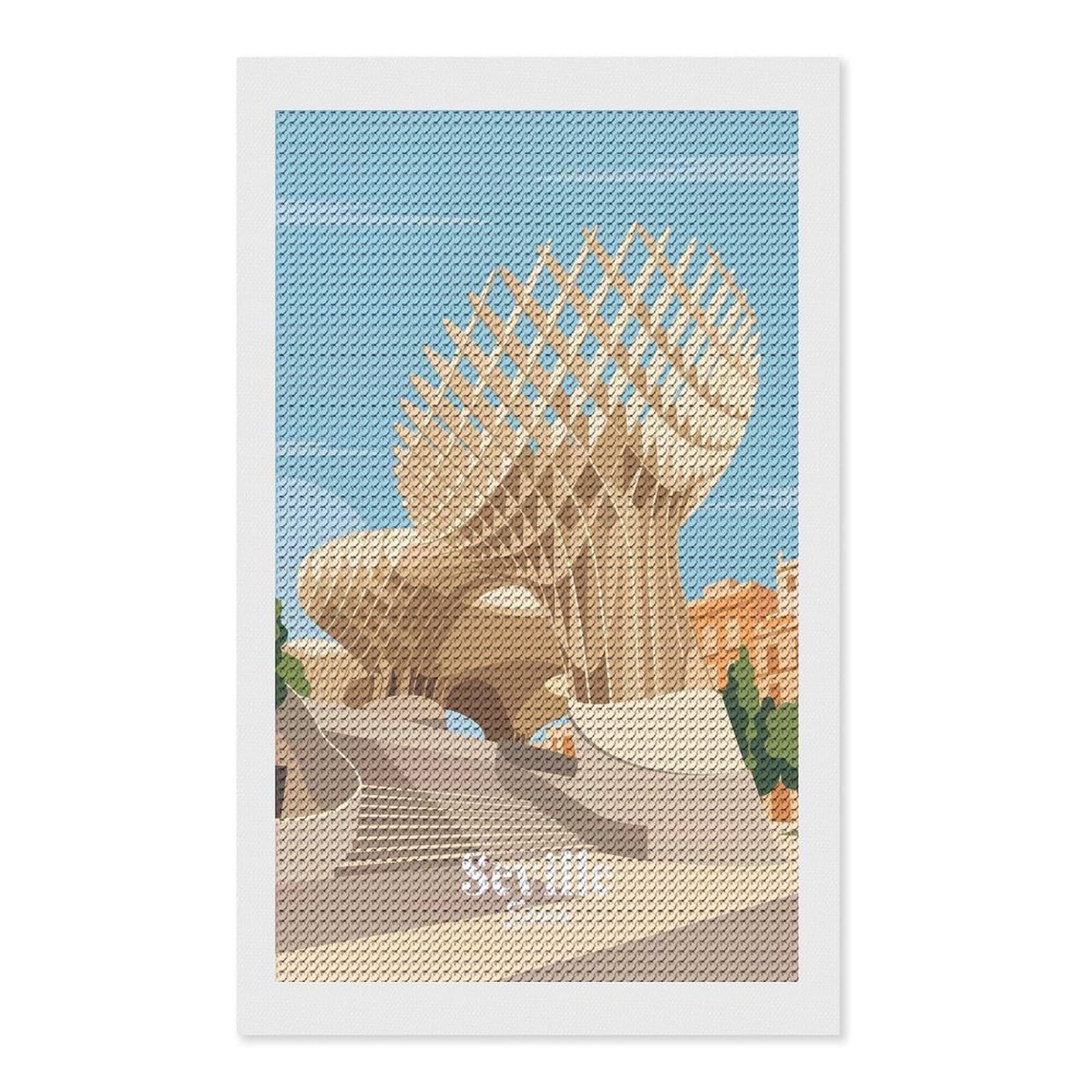 Junmoney Metropol Parasol Seville DIY Diamond Art Canvas Kit 12"x20", for Teens, Aesthetic Room Decor, Farmhouse Decor, Canvas Picture, Birthday Gift