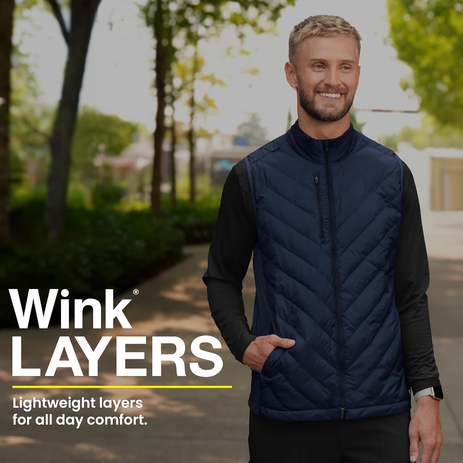 WINK Men's Men's Quilted Scrub Vest