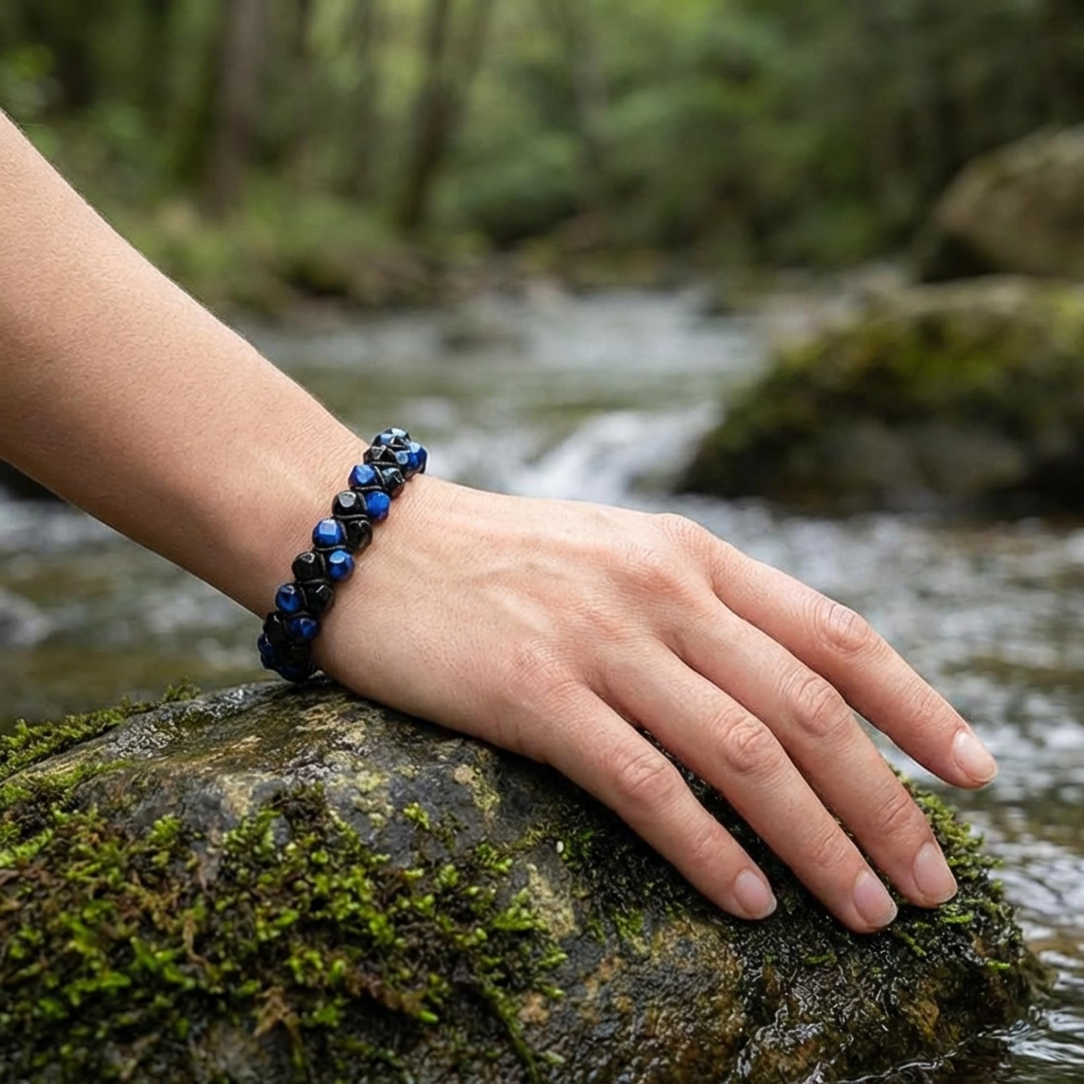 UNIQAL | Herren Armband Naturstein 6mm facettierte Perlen | Turmalin Rauchquarz Lapislazuli Tigerauge | Verstellbar | Verschiedene Modelle & Farben | Geschenk Schmuck