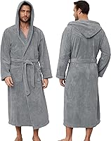 PJGGZ Men's Hooded Bathrobe - Super Absorbent Quick Dry Microfiber Towel Robe, Soft Warm Long Robe for Shower Pool Home