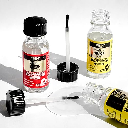 Miniatura 6 de EBIN NEW YORK Wonder Lace Clear Bond Extra Mega Hold 0.5 onzas, fórmula mejorada sin residuos, fácil de aplicar, secado rápido, impermeable, sin