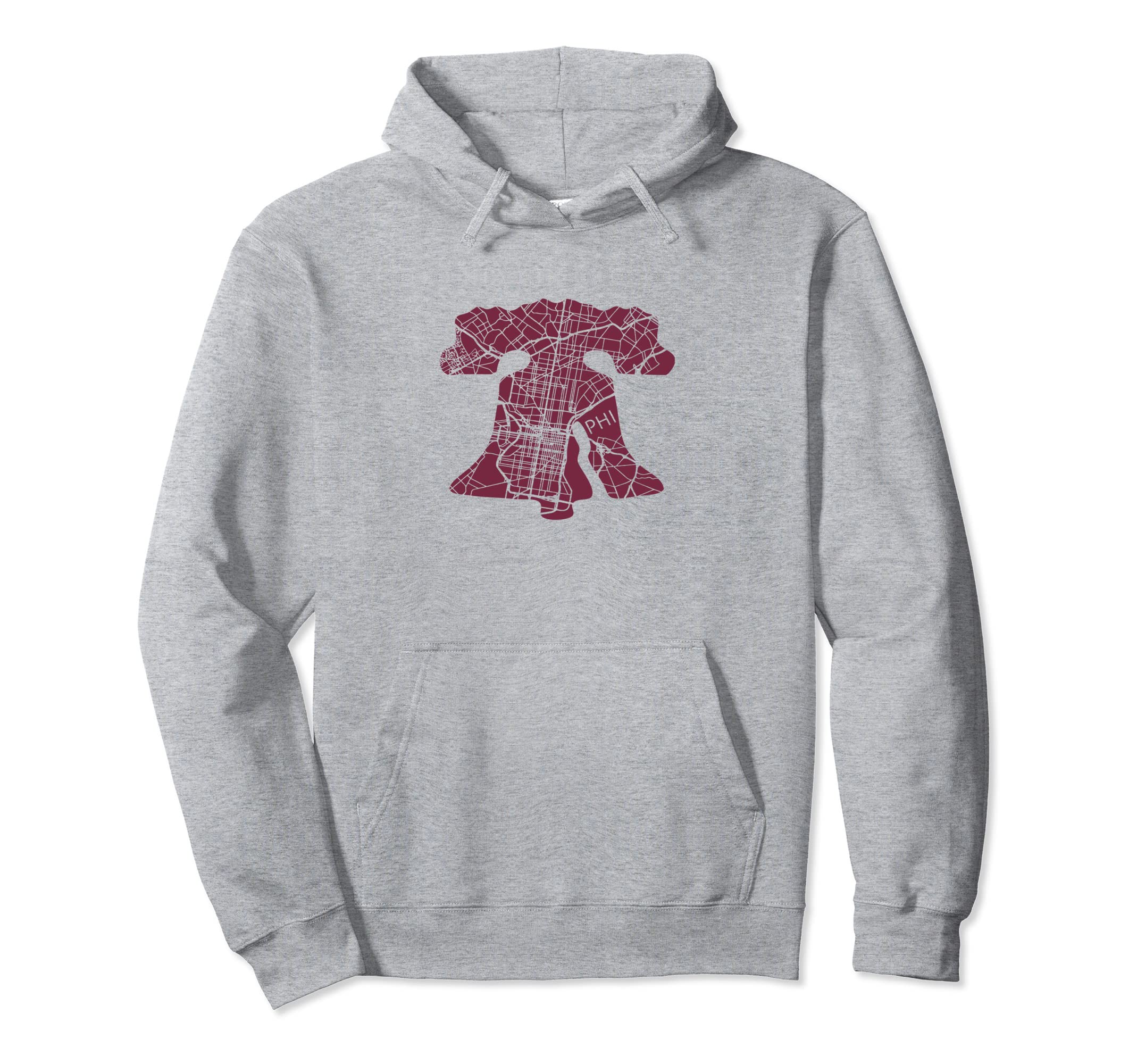 Philadelphia Street Map Liberty Bell Vintage Maroon Philly Pullover  HoodieOEKO-TEX STANDARD 100