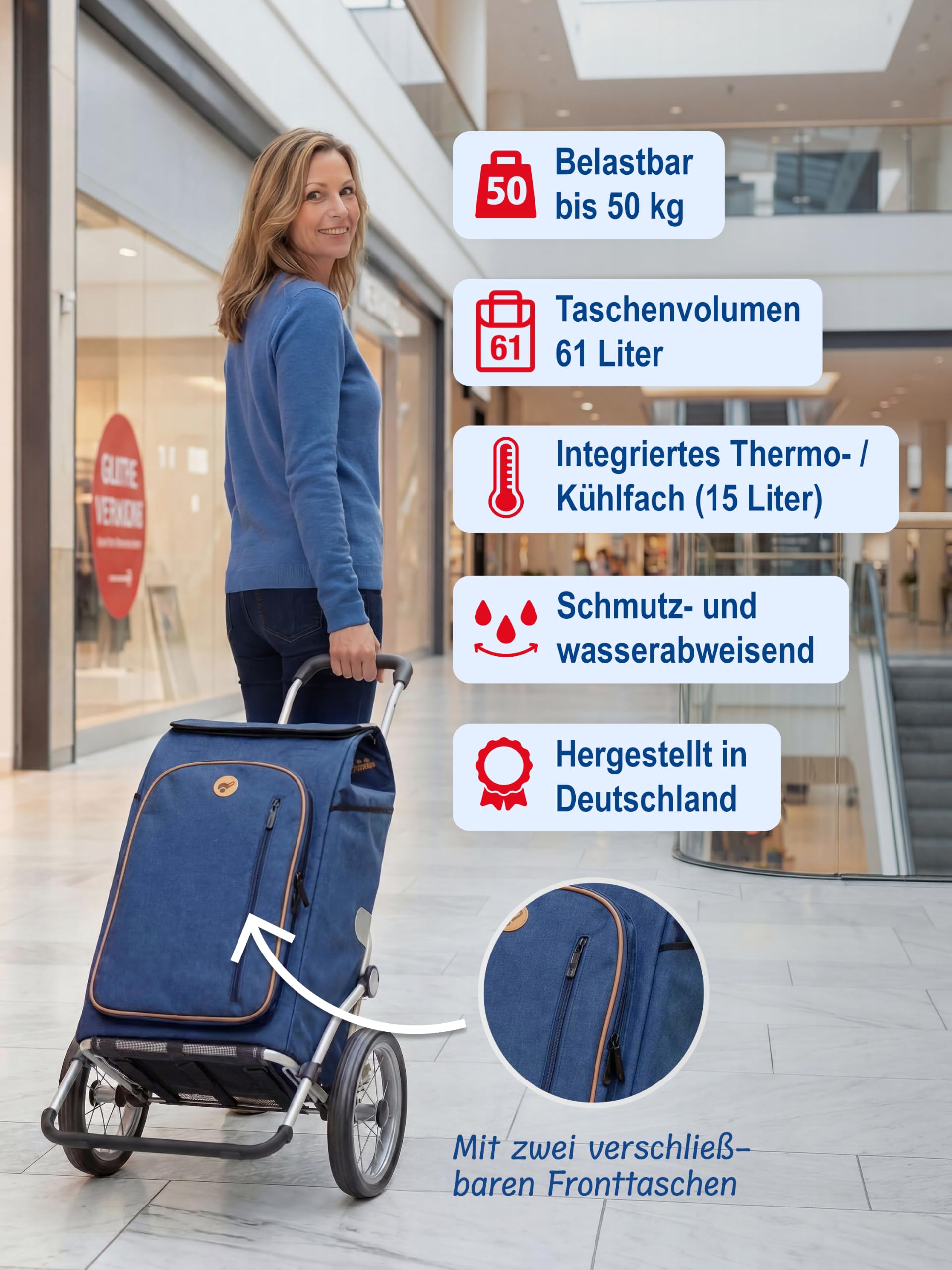 Andersen Einkaufstrolley - klappbar - 61 Liter - mit Kühlfach