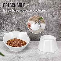 Vista 6 de Cuencos elevados desmontables para gatos, tazón elevado para comida de gatos inclinado 15° anti-vómito, amigable con los bigotes, platos ajustables