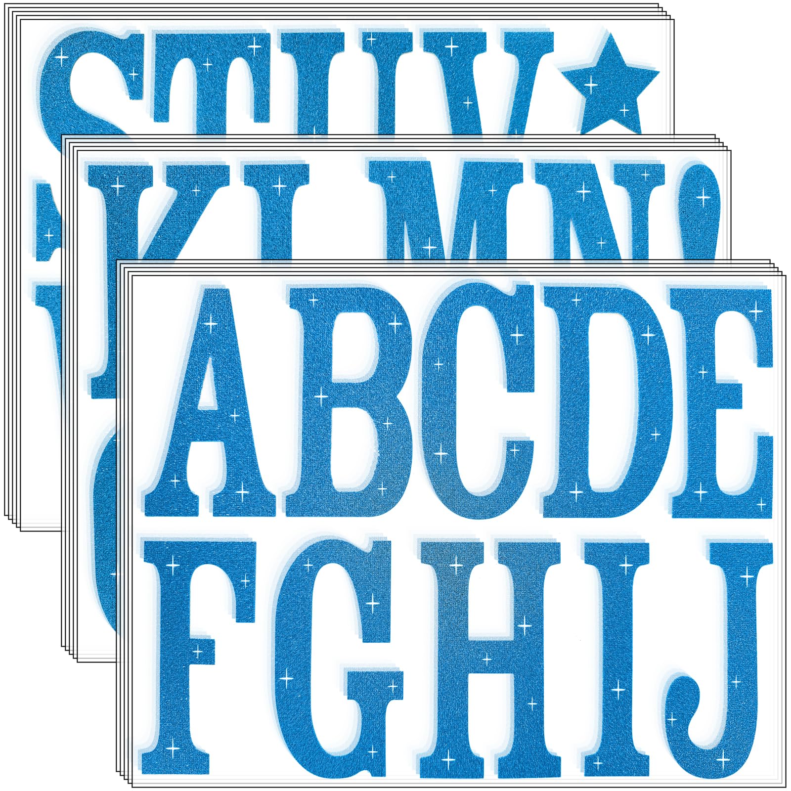 Lettres autocollantes à paillettes bleu (155 pièces) pour la décoration de la maison