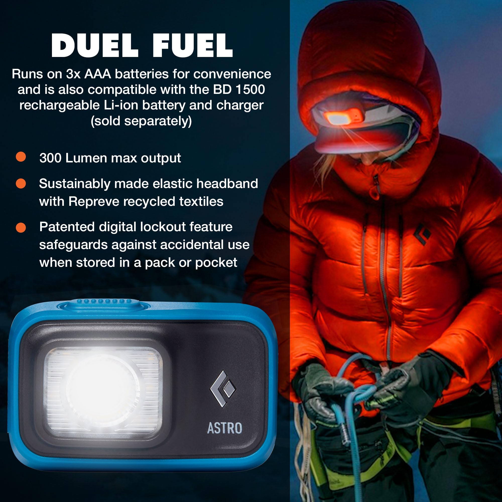 Black Diamond Astro Headlamp - 300 Lumens, Azul - View #8