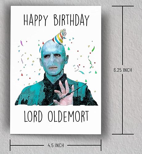 Miniatura 3 de Funny Wizard Theme Birthday Card — “Lord Oldemort” Parody Design, Blank Inside, Includes Envelope