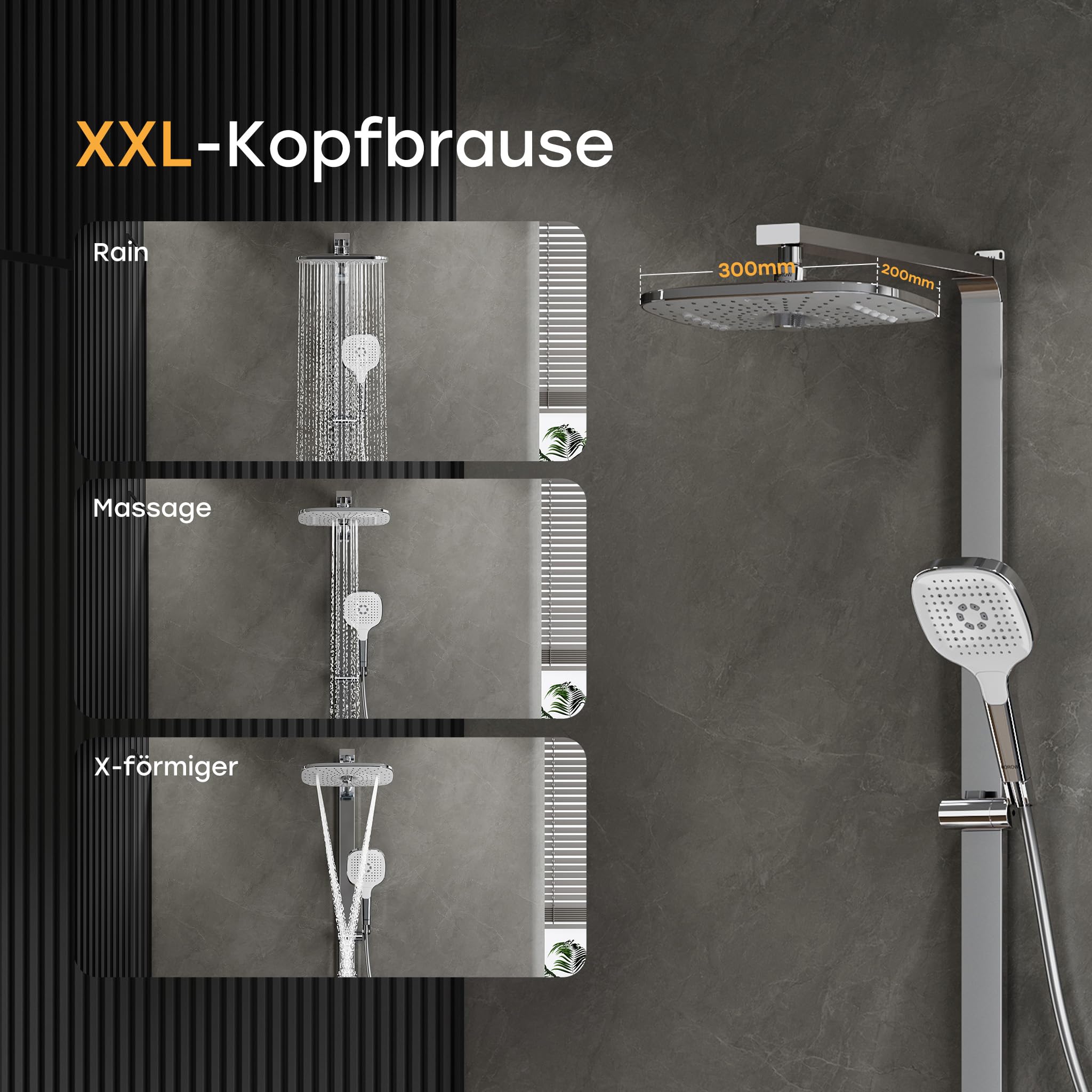 HOROW RainFlexi N2 Duschsystem Regendusche mit Thermostat