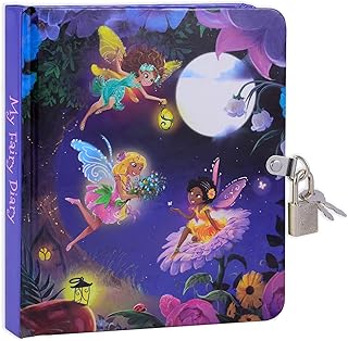 MOLLYBEE KIDS Fairy Lock and Key Diary for Girls, 208 Pages, Measures 6.25 inches by 5.5 inches
