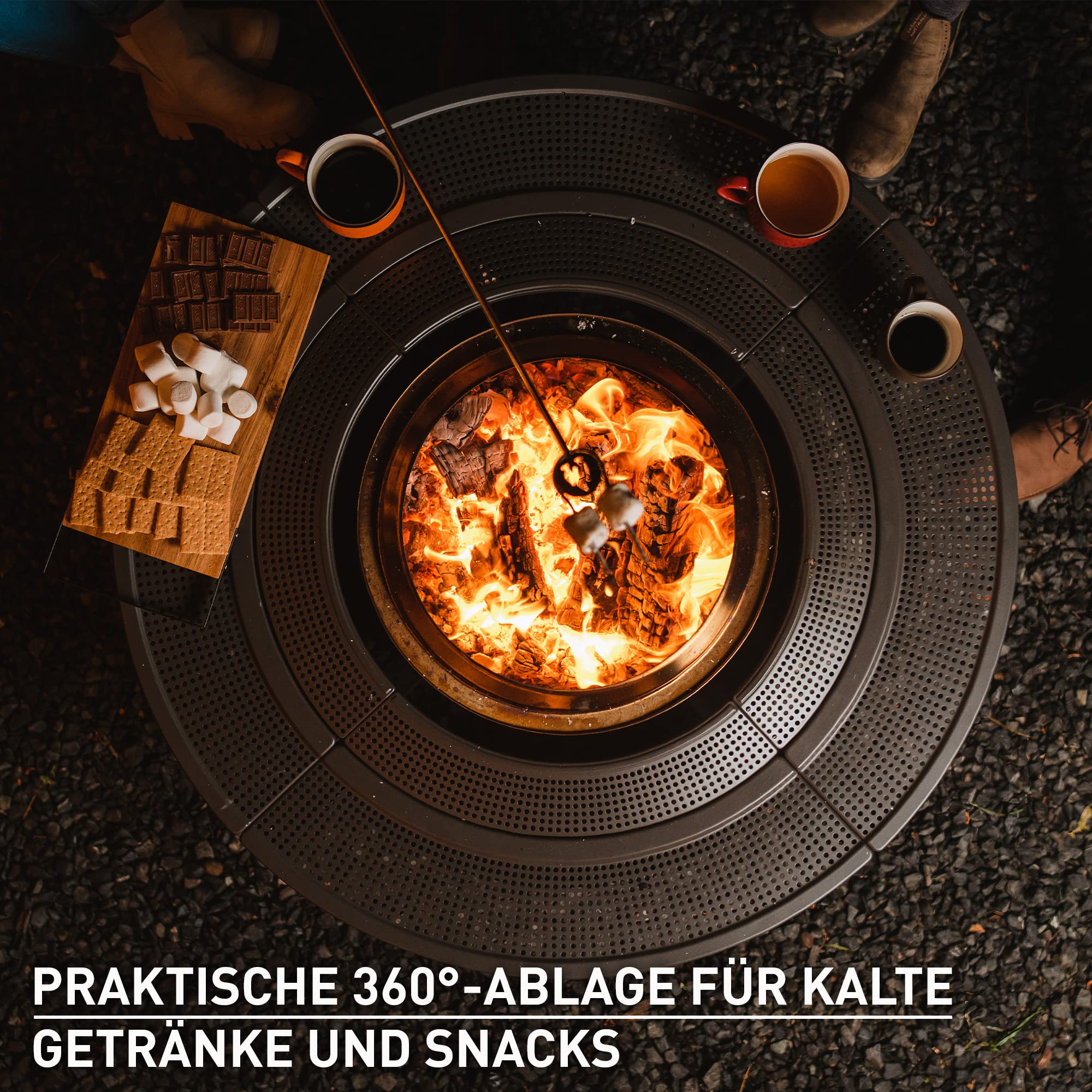Solo Stove Surround Feuerstellentisch mit Hitzeschutz, Groß | Erhöhung und Aufbewahrung für Yukon, Pulverbeschichteter Stahl/UV-beständiges Material, Maße (HxB): 52 x 133,5 cm, Schwarz
