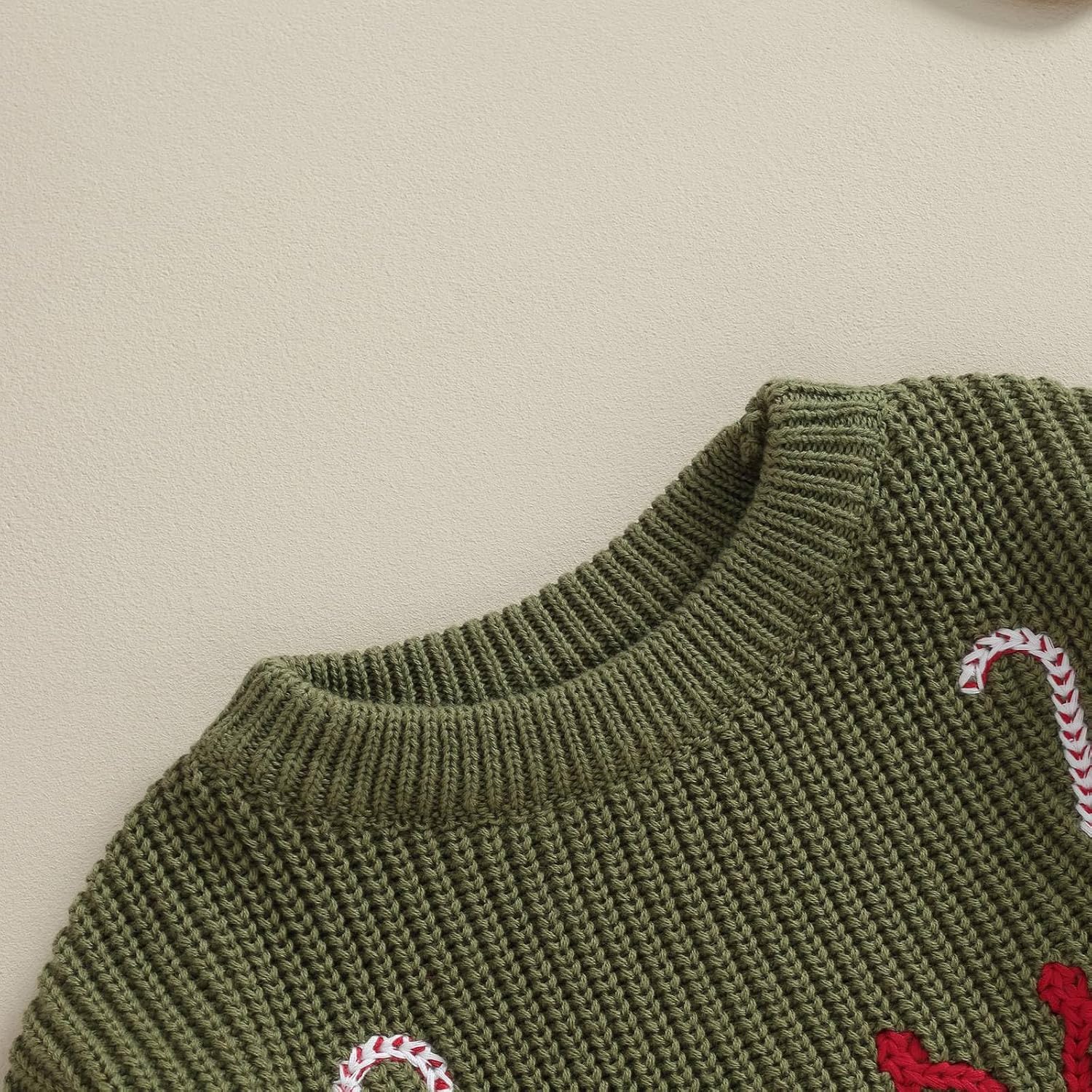 Bonangber Toddler Baby Boy Girl Christmas Sweater Merry Candy Cane Embroidery Knit Warm Pullover Sweatshirt Fall Clothes