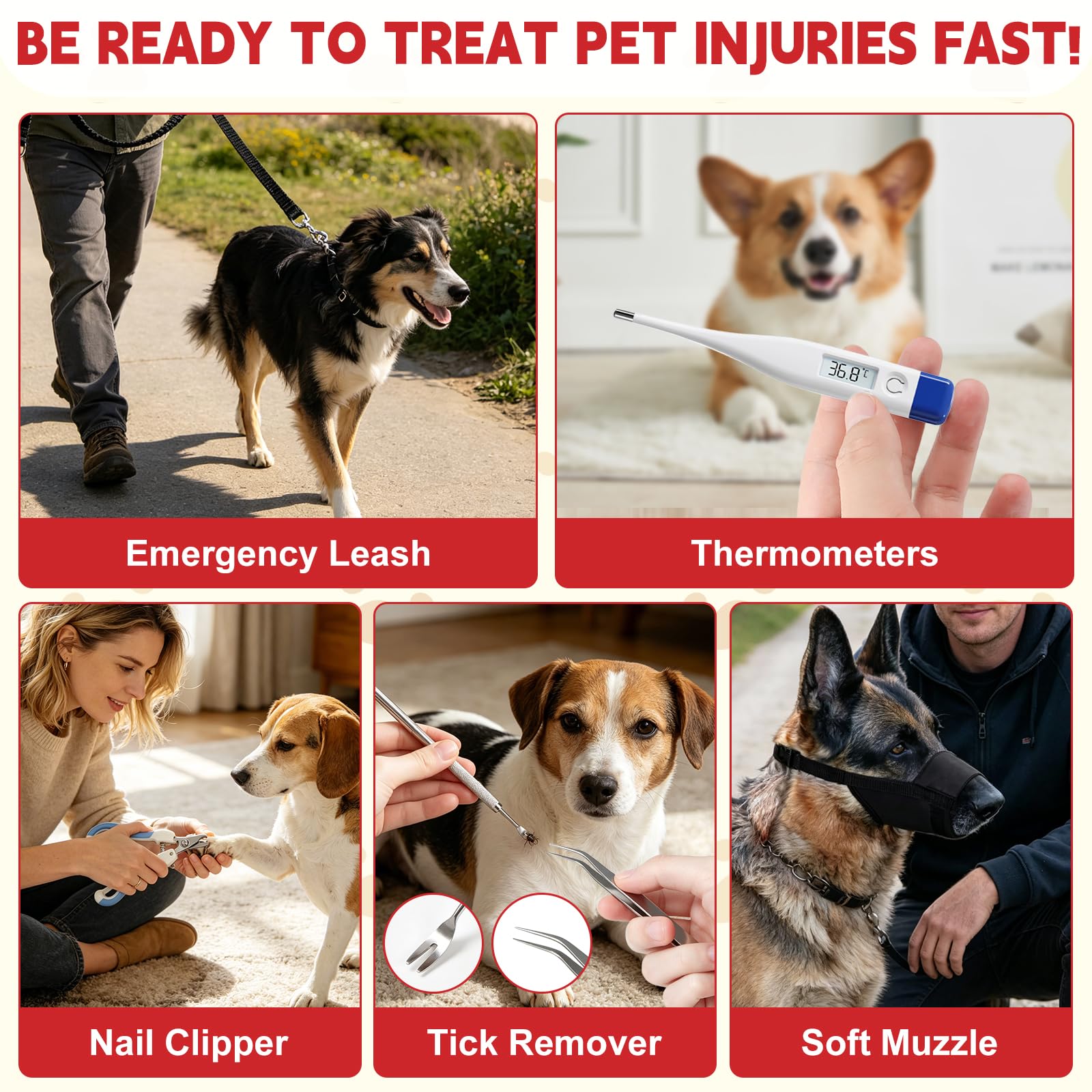 AOBOPLE Haustier-Erste-Hilfe-Set, Haustier-Notfall-Set für Zuhause, Büro, Reisen, Outdoor- und Notfallbedarf zur Behandlung von Hunden, Katzen, reisefreundliche, kompakte Tasche für Zuhause, Camping