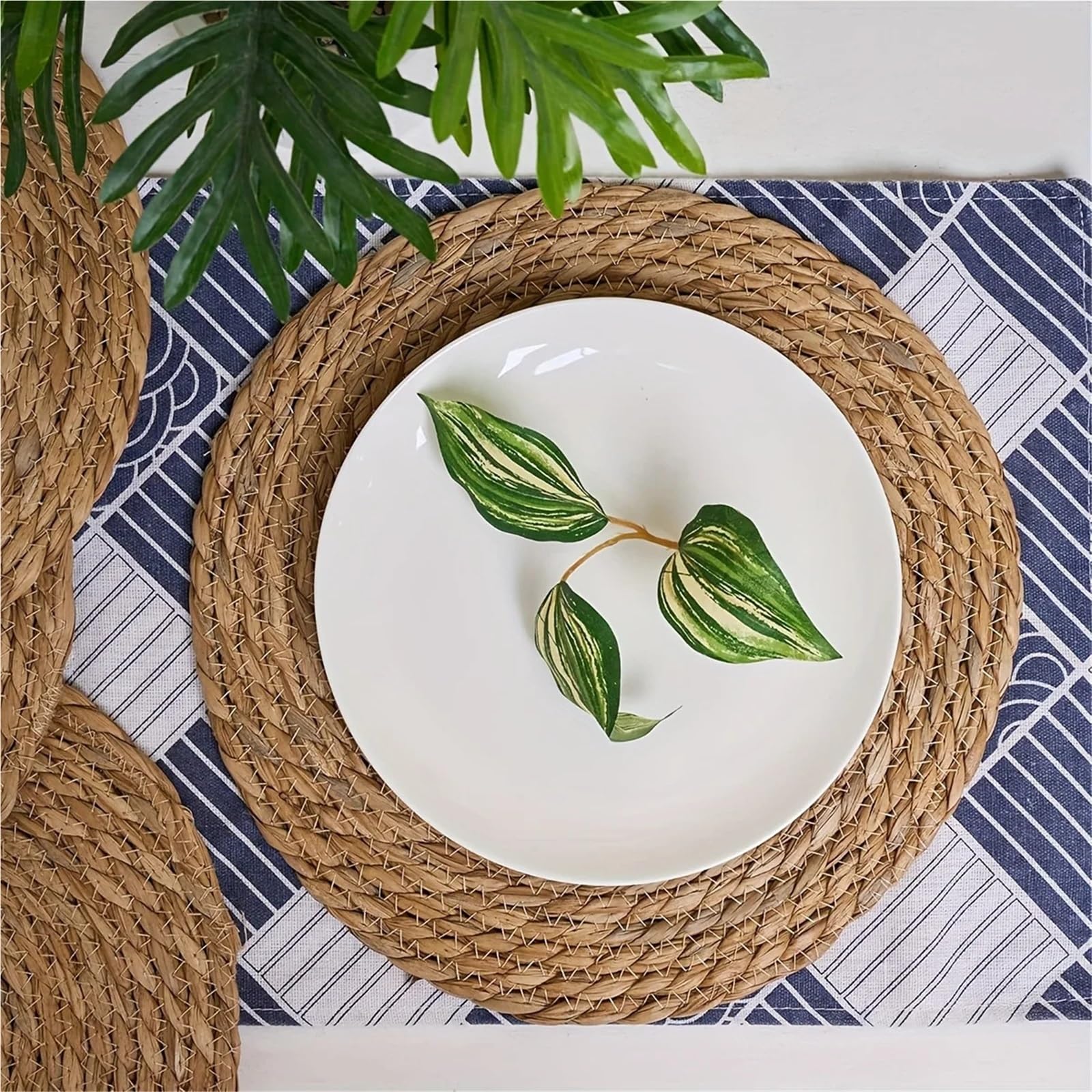 Tovagliette in vimini 4/6/8/10 pezzi tovagliette intrecciate a mano tappetino isolante for la cerimonia del tè, rotonde in rattan cucina di casa decorazioni for matrimoni(6Pcs)
