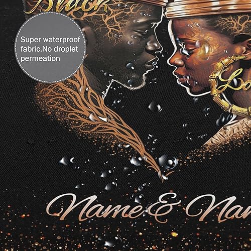 Miniatura 6 de Cortina de ducha de pareja afroamericana con nombre, juego de cortinas de ducha románticas de tela negra con nombre, juego de cortina de baño