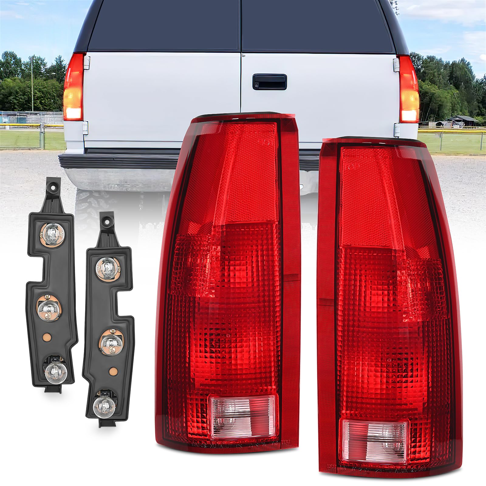 nilight taillight assembly compatible with 1988 1989 1990 1991 1992 1993 1994 1995 1996 1997 1998 1999 chevy gmc c/k suburban blazer tahoe yukon 1999 2000 silverado sierra cadillac escalade pair
