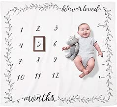 Organic Baby Monthly Milestone Blanket (Forever Loved) for Newborn Boy or Girl | 1 to 12 Months | Soft Photography Background Prop | Baby Shower Gift - coolthings.us