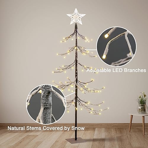 Miniatura 2 de Árbol de nieve iluminado de 4 pies con 112 luces LED para decoración interior y exterior, hogar, patio, Navidad, boda, festival, decoración, blanco