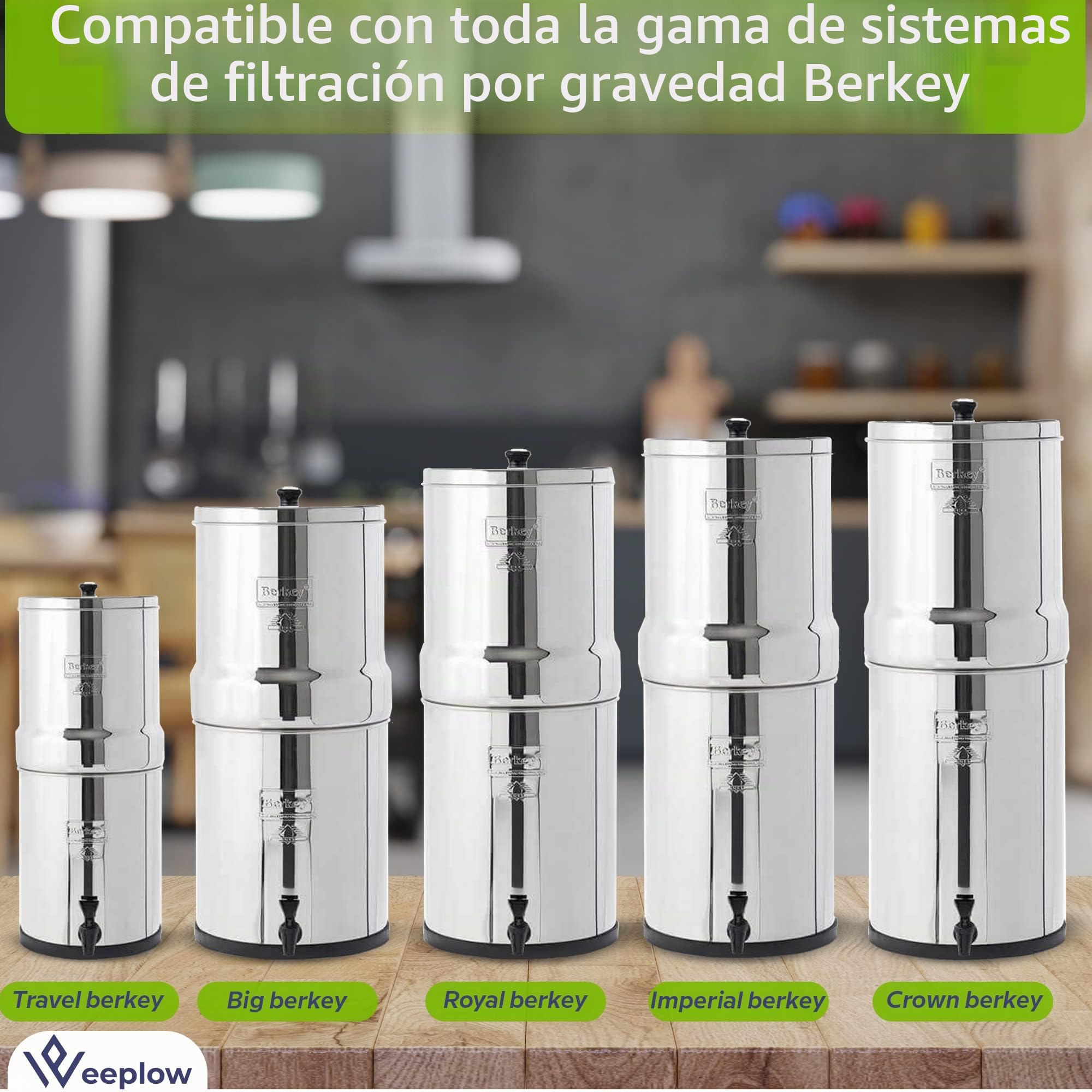 Weeplow® - 2 filtros Berkey para sistemas de filtro de agua por Gravity Berkey, Elemento Purificación Compatible con series Travel, Big, Royal, Crown, Light