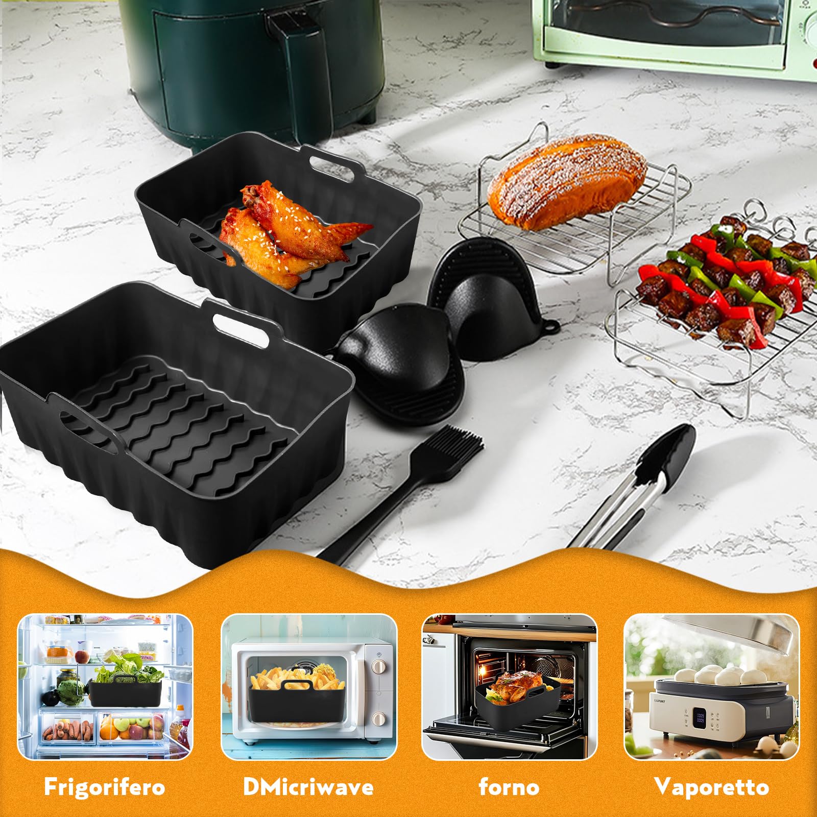 Accessori per friggitrice ad aria calda Ninja Foodi Max Dual Zone AF400EU AF451EU AF300EU 7.6L-9.5L, stampo in silicone per friggitrice ad aria calda Ninja