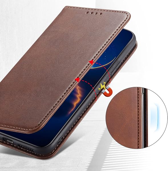 Case for Galaxy A23 4G / Galaxy A23 5G / Galaxy M23 5G, Classic PU Leather Magnetic Wallet Case, Flip Folio Protective Phone Cover Compatible with Samsung Galaxy A23 / F23 5G, Brown - 4