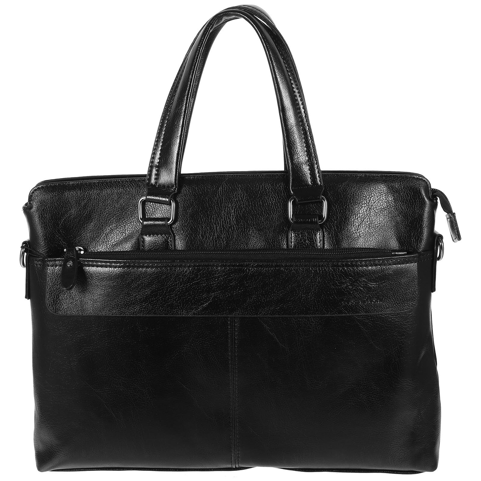 Healeved 1stück Pu Leder Business Handtasche Umhängetasche mit Doppeltem Griff für Laptop Geschäftsreisen Büro Uni Schwarz