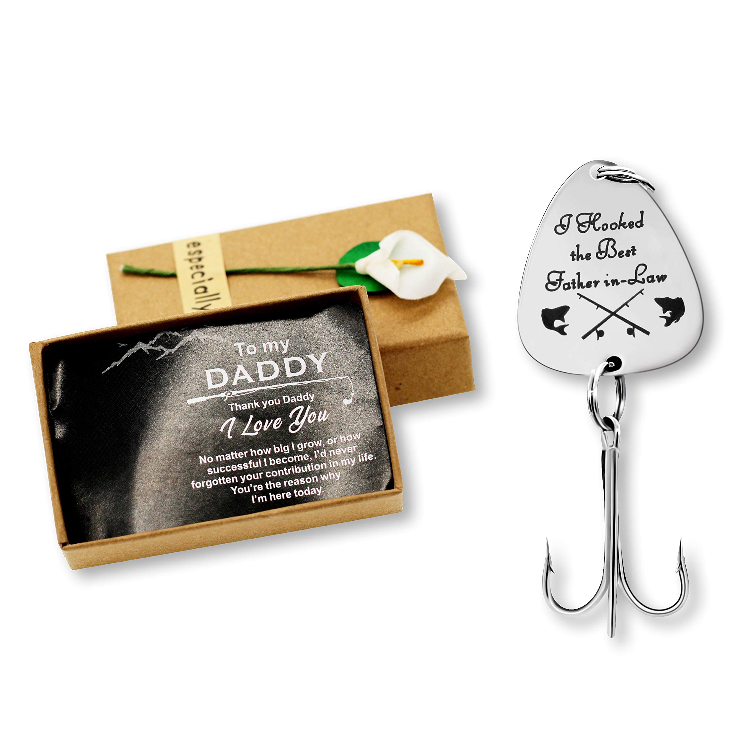 Uloveido Stainless Steel Fishing Hooks with Fishing Hooks with Gift Box for Men Husband Dad Christmas New Year Gift Y578 (Y578-Ihooked-new) — image 1