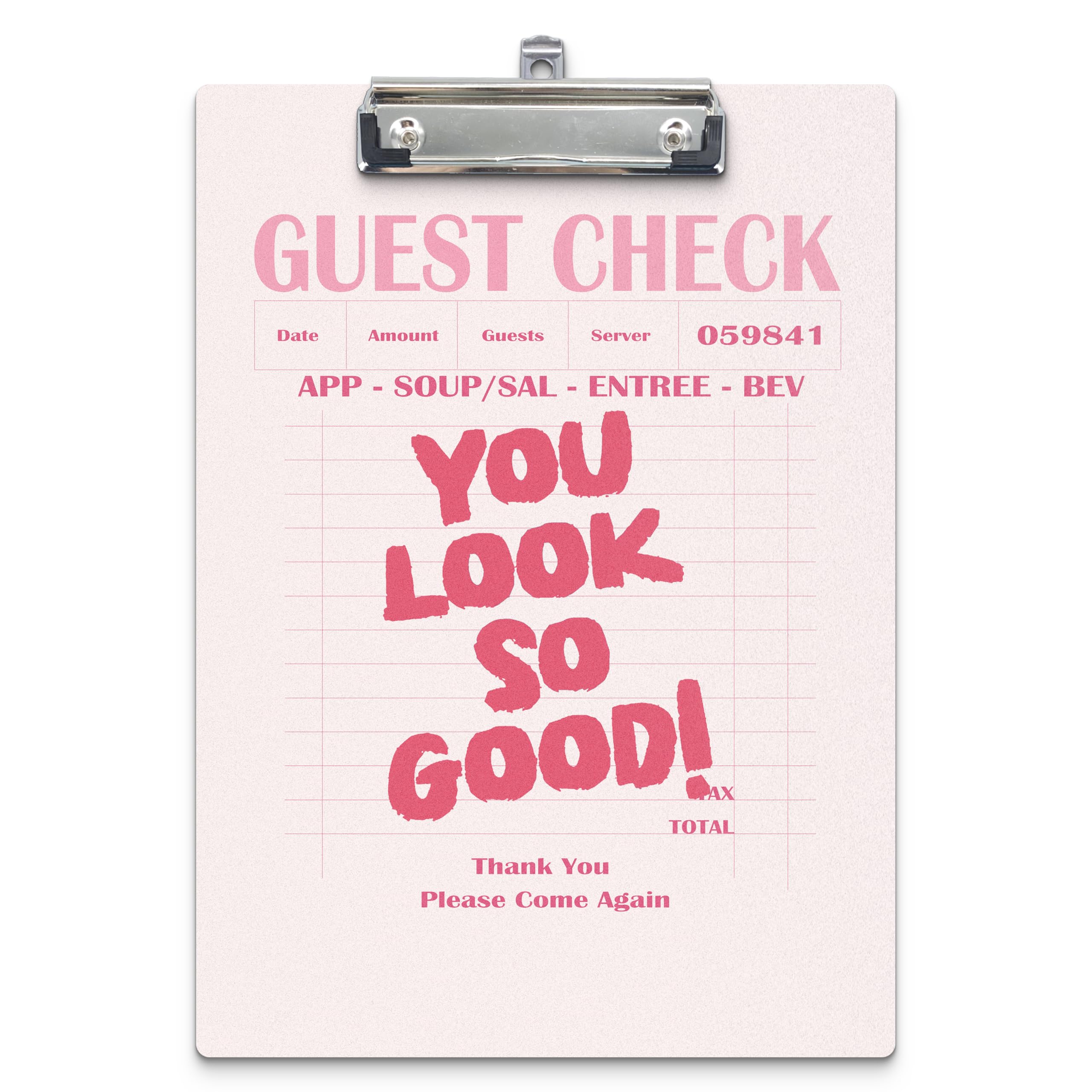 APJYM Trendy Preppy Pink Guest Check Wooden Clip Board for Girls Student School Dorm Office, Standard A4 Letter Size 9x12.6 Inch