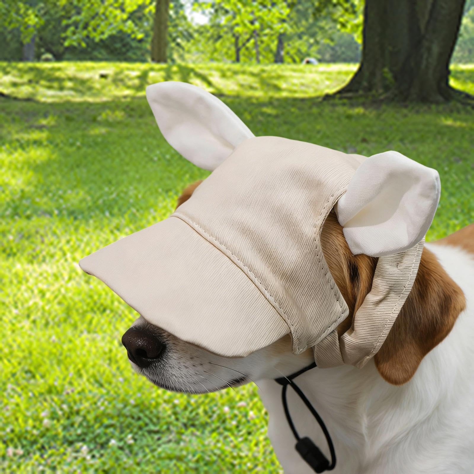 Cappellino da Tela Regolabile, Comodo Ed Elegante per Cani, con Fori per Le Orecchie, Ideale per La Protezione Solare, Beige, L