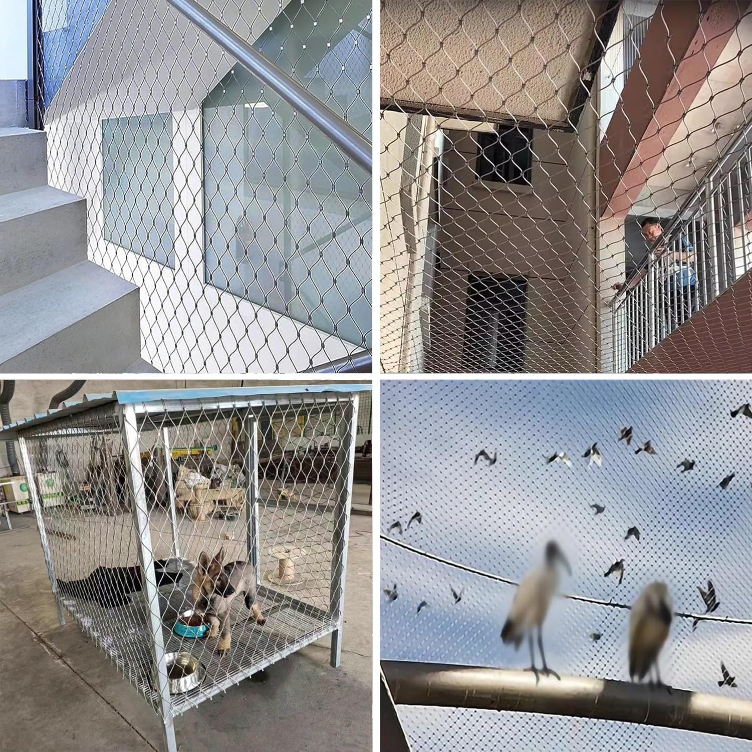 Siatka linowa ze stali nierdzewnej, ruchome ogrodzenie ochronne do klatek dla zwierząt i drobiu, elastyczna siatka druciana z konstrukcją typu X